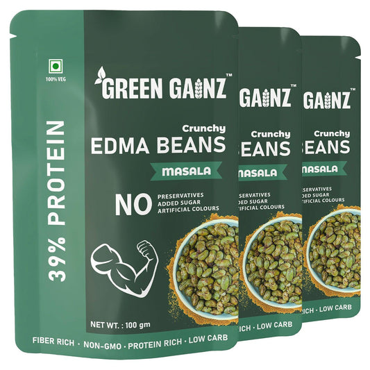 Buy Edamame (Edma Beans) Masala – Pack of 3 | Roasted High Protein Snack – Green Gainz