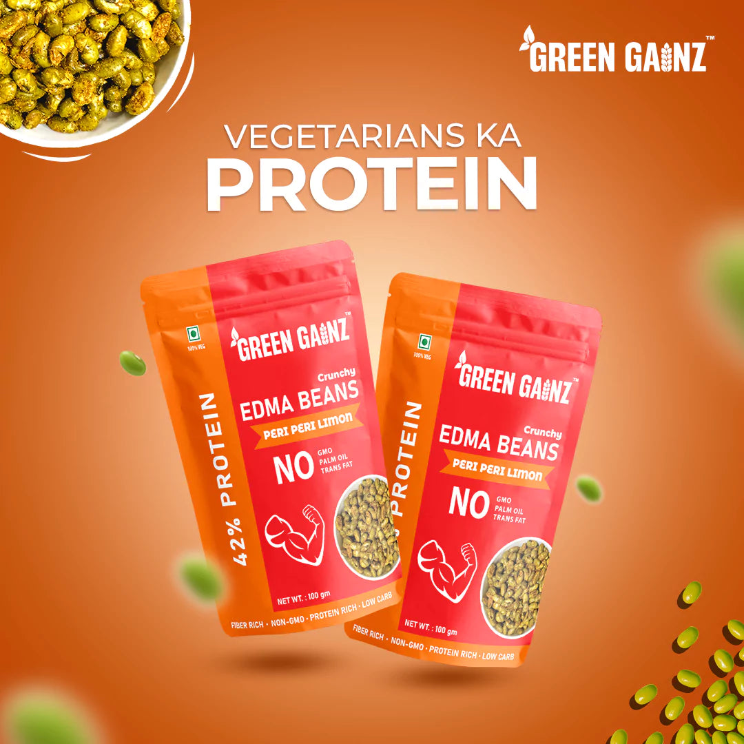Edamame Peri Peri Limon Flavour (Pack of 3 - 100gm each) – High Protein Namkeen