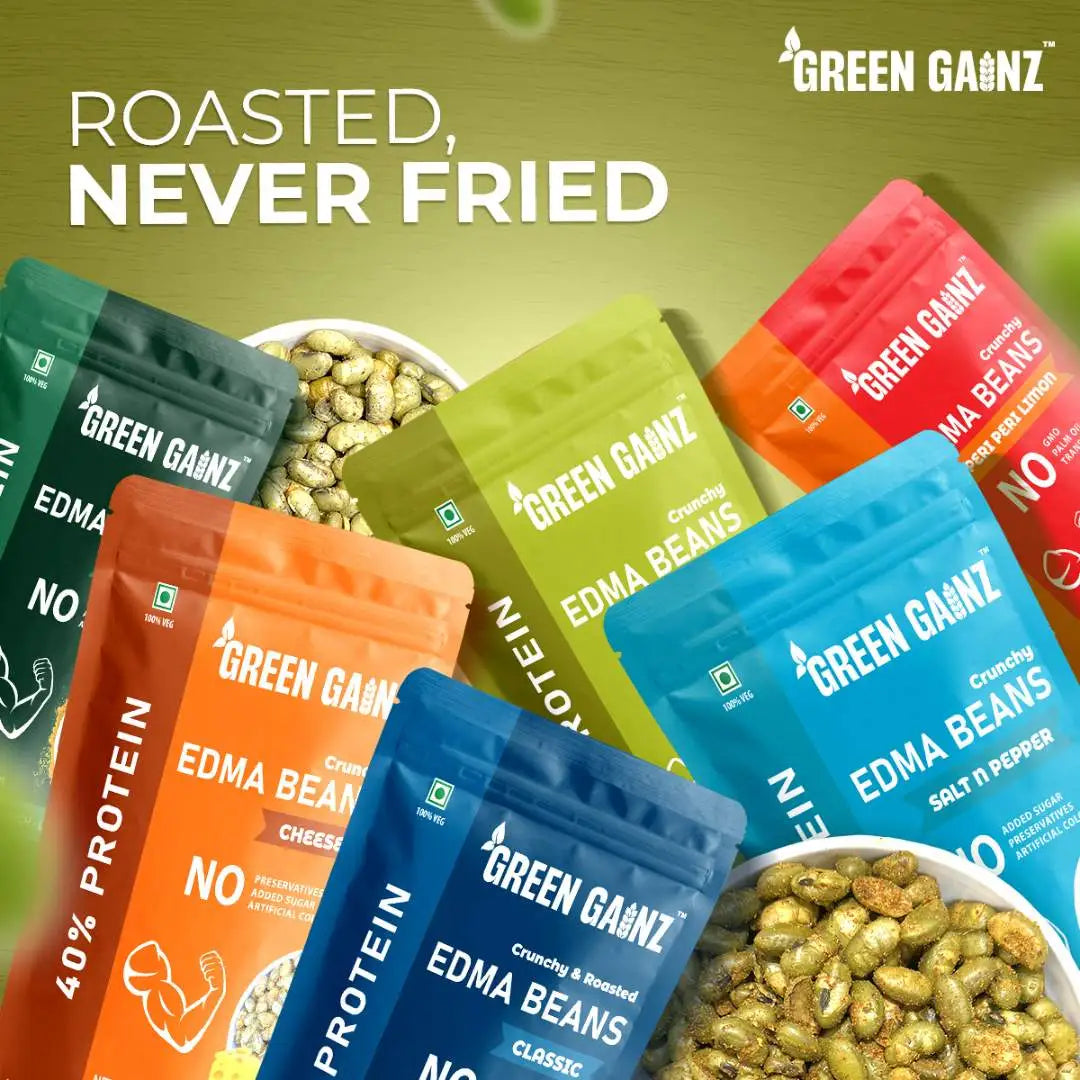 Edamame All Flavors (Pack of 6 - 100gm each) - Healthy, Roasted, High Protein Snack