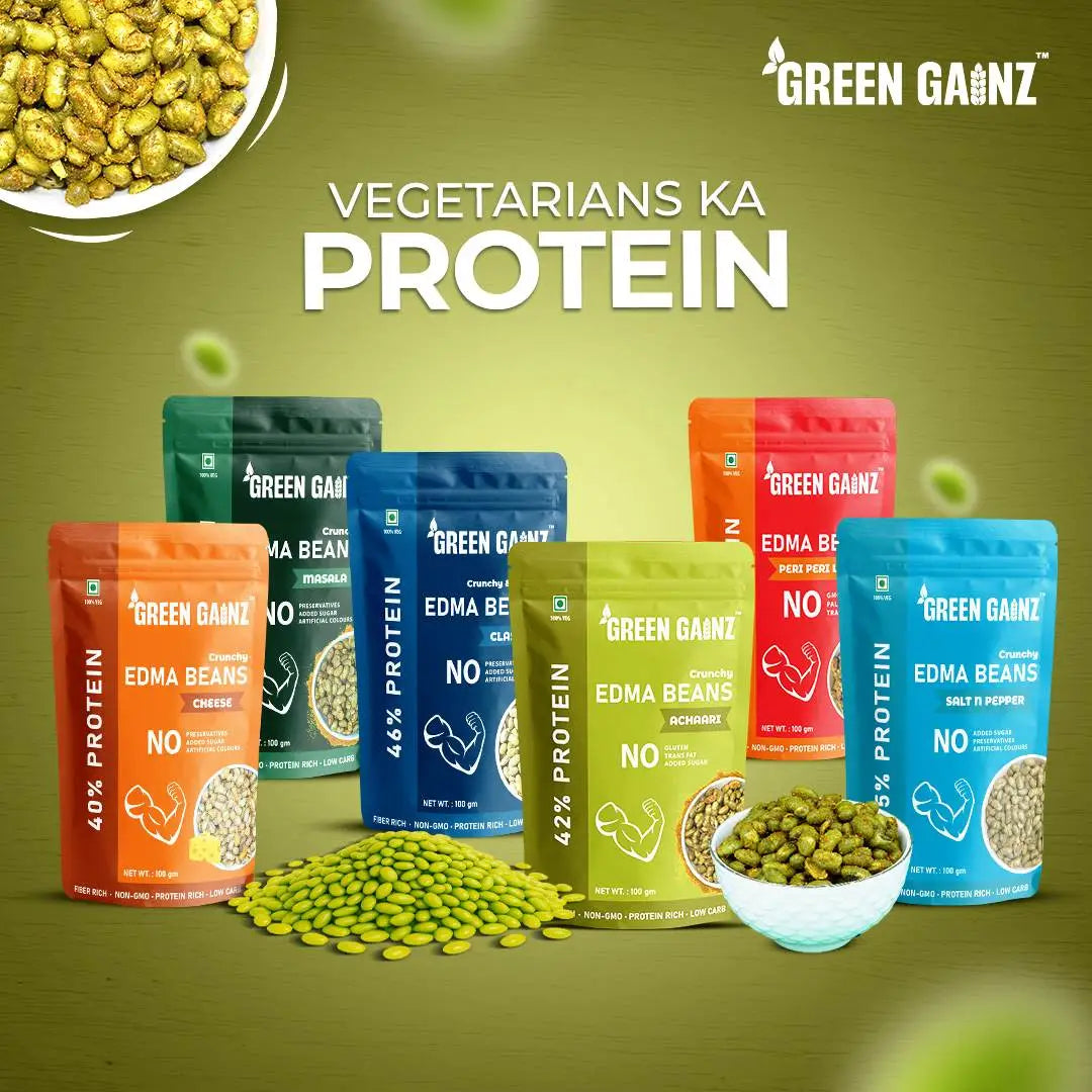 Edamame All Flavors (Pack of 6 - 100gm each) - Healthy, Roasted, High Protein Snack