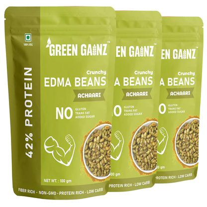 Edamame Achaari Flavour (Pack of 3 - 100gm each) – High Protein Namkeen