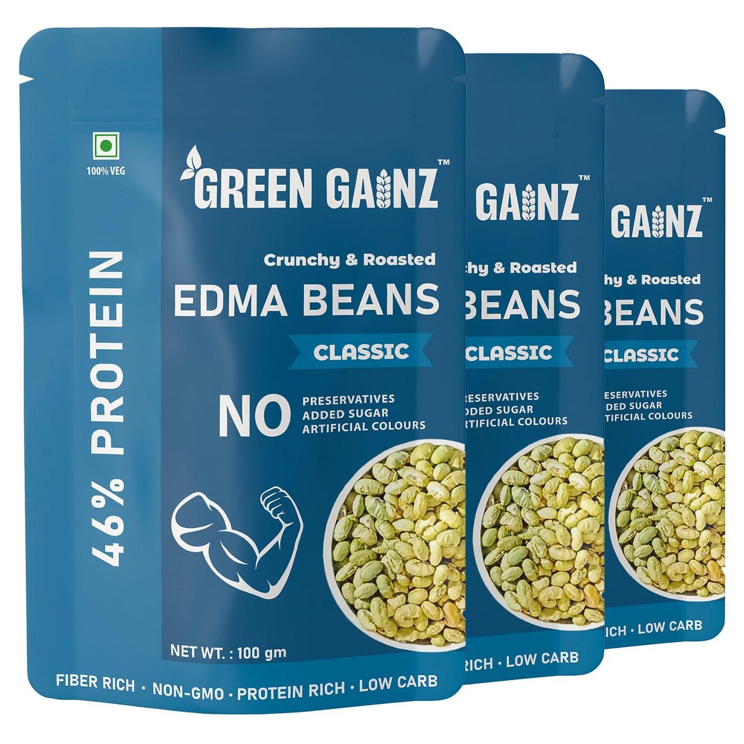 Edamame Classic (Pack of 3 - 100gm each) – High Protein Vegan Snack