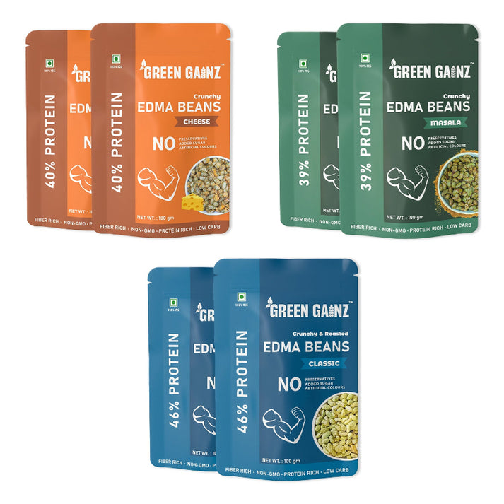 Buy Roasted, Not Fried High Protein Edamame Snacks – Pack of 6 | Green ...