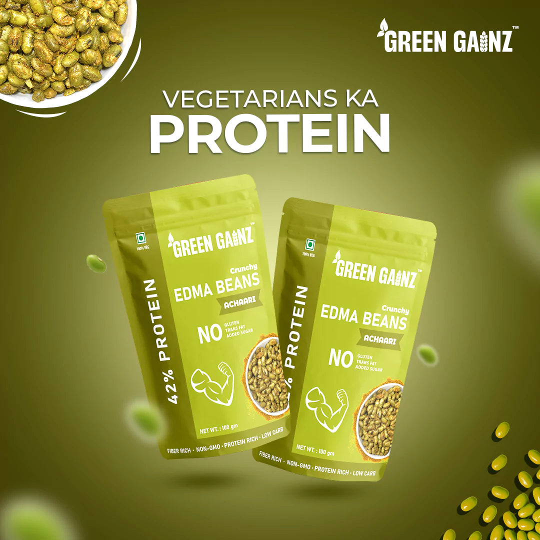 Edamame Achaari Flavour (Pack of 9 - 100gm each) – High Protein Namkeen