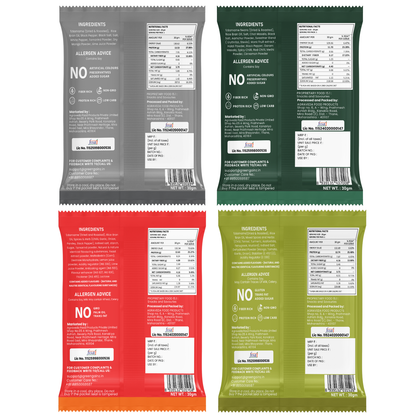 Roasted Edamame (4 packs - 30gm each) | Peri Peri Limon, Achaari, Salt n Pepper, Masala