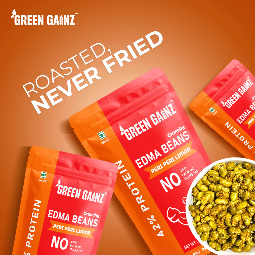 Edamame Peri Peri Limon Flavour (Pack of 3 - 100gm each) – High Protein Namkeen