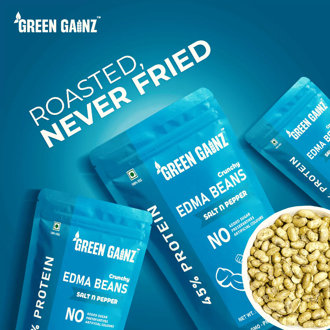 Edamame Salt n Pepper Flavour (Pack of 9 - 100gm each) – High Protein Vegan Snack