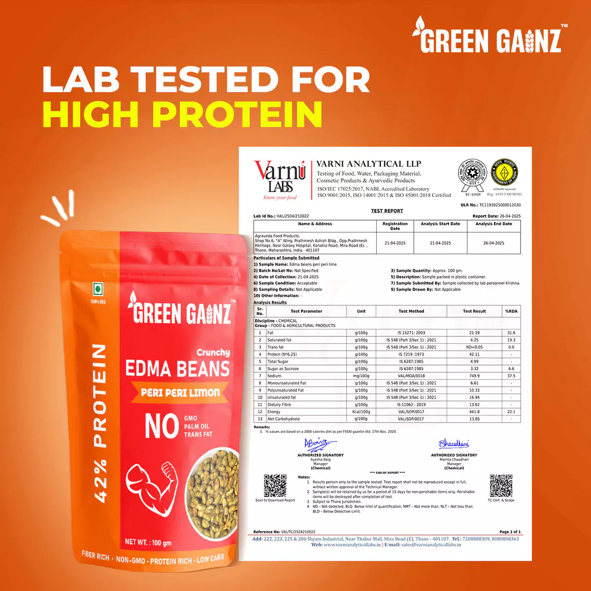 Edamame Peri Peri Limon Flavour (Pack of 3 - 100gm each) – High Protein Namkeen