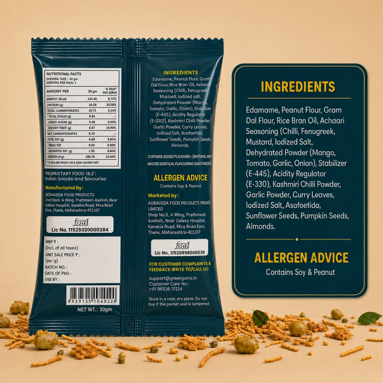 High Protein Edamame Bhel (9 Packs x 30gm each)