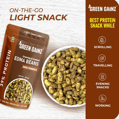 Edamame Desi Masala (Pack of 3 - 100gm each) – High Protein Vegan Snack