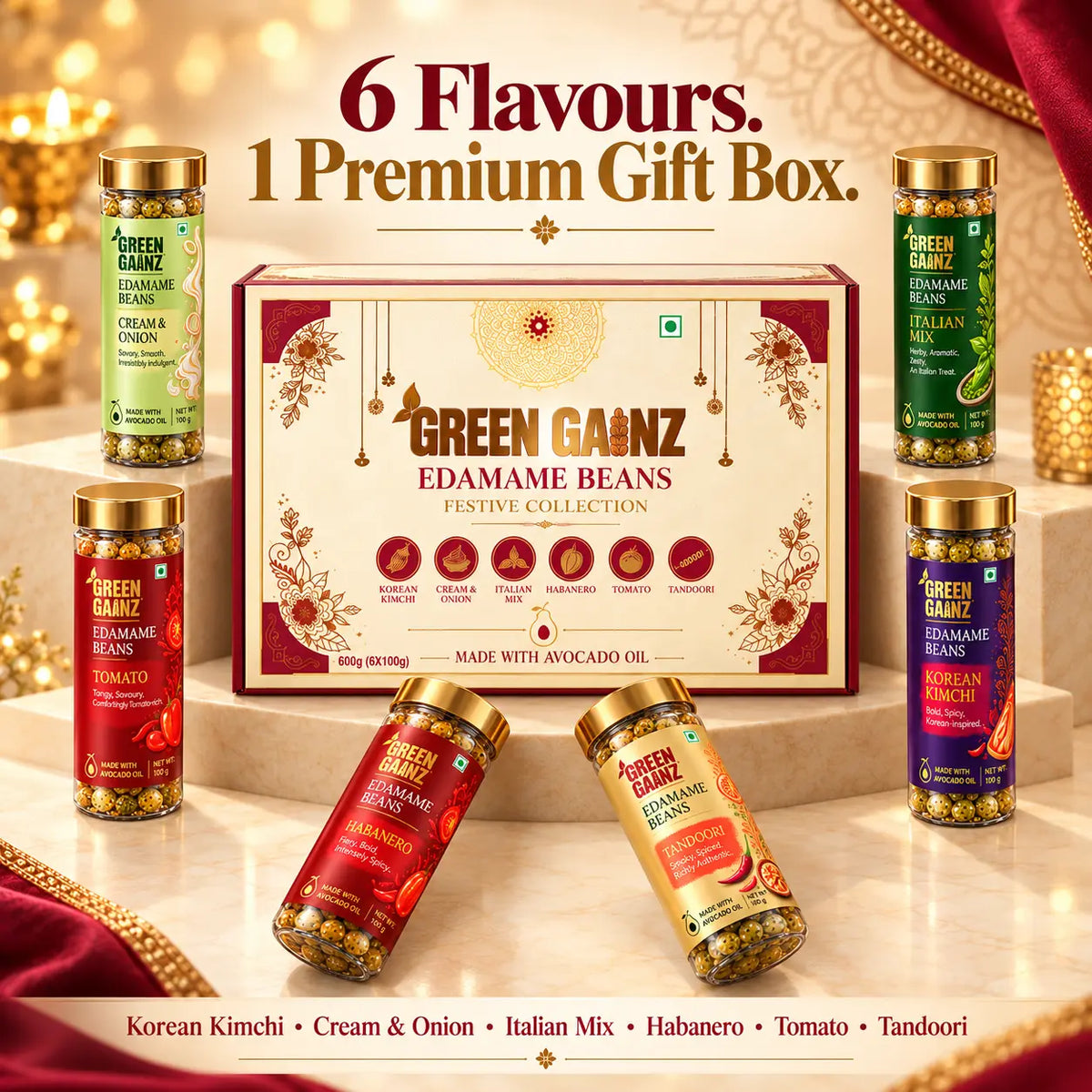 Edamame Beans Festive Pack(6 Flavours x 100gm)