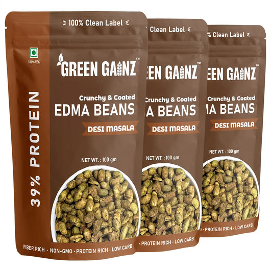 Edamame Desi Masala (Pack of 3 - 100gm each) – High Protein Vegan Snack