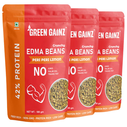 Edamame Peri Peri Limon Flavour (Pack of 3 - 100gm each) – High Protein Namkeen