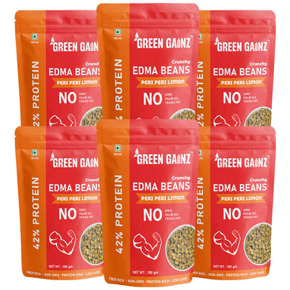 Edamame Peri Peri Limon Flavour (Pack of 6 - 100gm each) – High Protein Namkeen