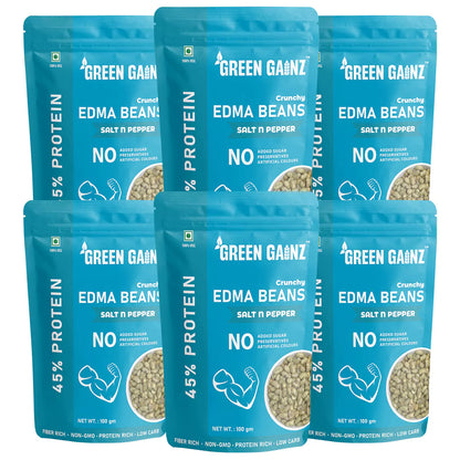 Edamame Salt n Pepper Flavour (Pack of 6 - 100gm each) – High Protein Vegan Snack