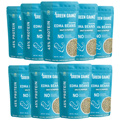 Edamame Salt n Pepper Flavour (Pack of 9 - 100gm each) – High Protein Vegan Snack